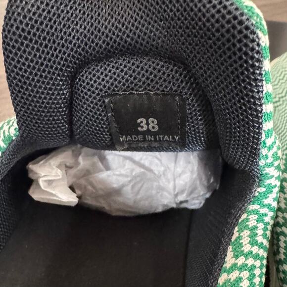 Celine Jacquard Pull On Sneakers Knit Pull-on Green White Pattern Platform 38 - Picture 5 of 7